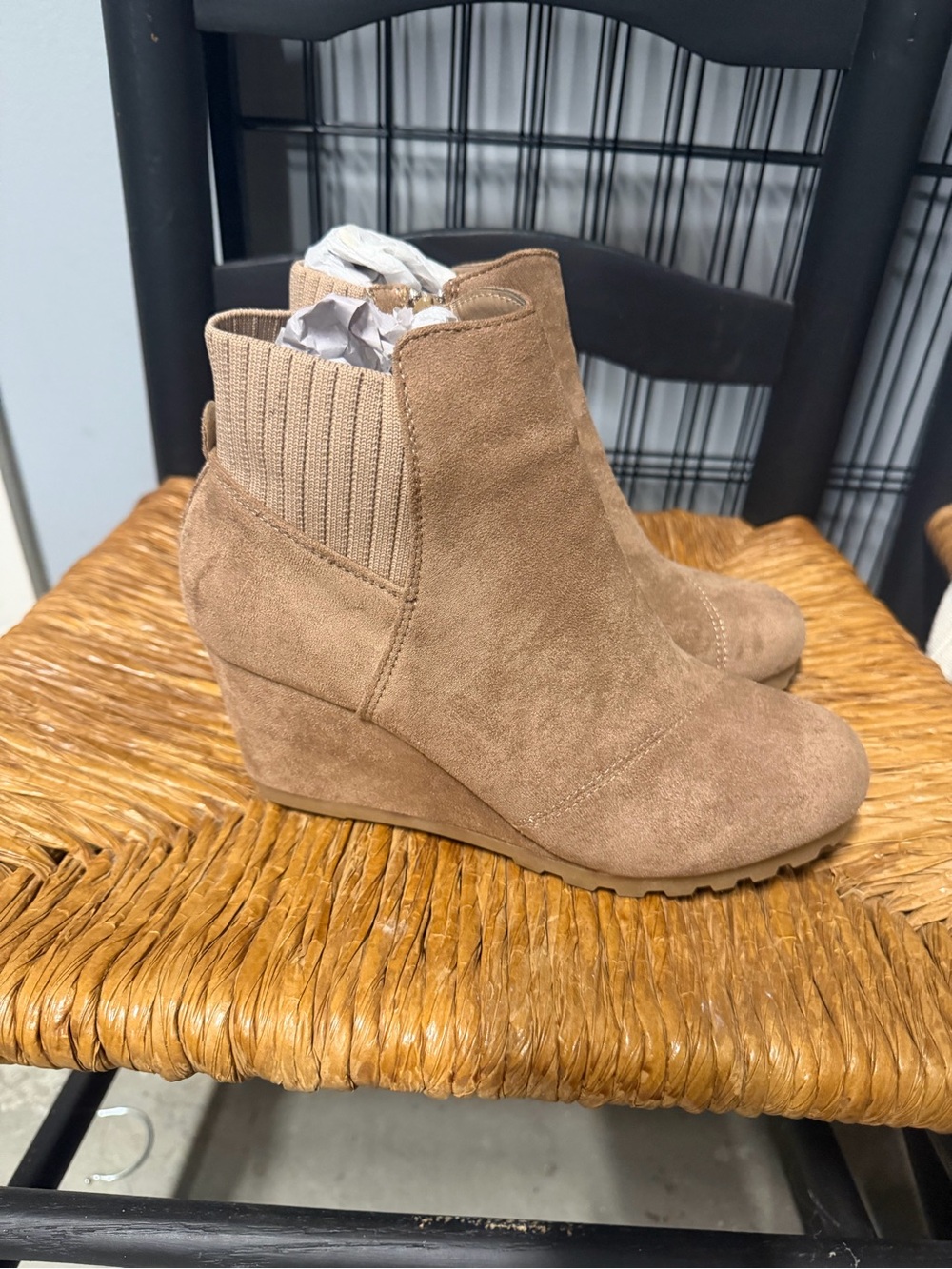 Pierre Dumas Taupe Wedge Ankle Booties